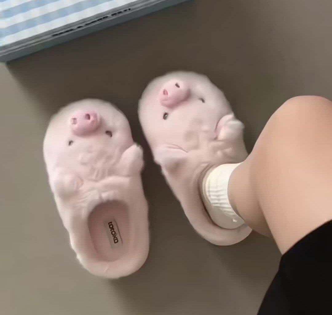 冬季新款软萌小猪棉拖鞋女加绒保暖厚底防滑居家舒适包头毛毛拖鞋