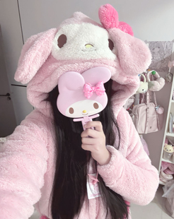 定制款粉色套装带耳朵可爱甜美系上衣裤子套装2025新款秋冬季