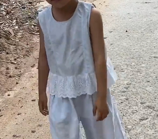 女童夏季新款时尚穿搭休闲舒适中大童儿童洋气无袖棉布花边套装