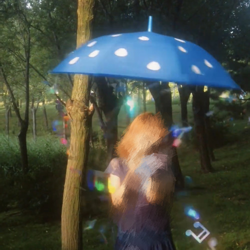 水滴雨伞蓝色新款长柄便携学生专用ins风加厚加固氛围感伞