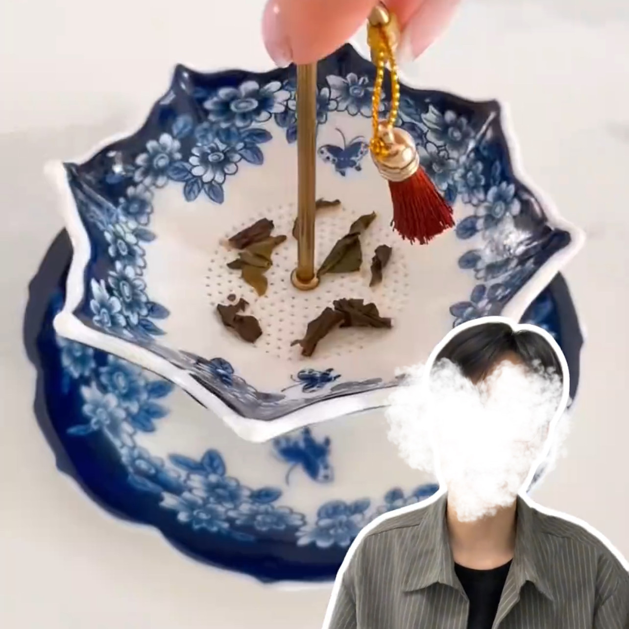创意青花瓷茶漏套装个性雨伞造型新款2026小雨伞茶桌摆件