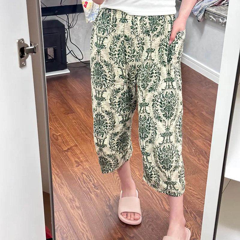 棉绸睡裤女夏季七分裤绵绸大尺码宽松加大新款人造棉妈妈家居花裤,女士内衣/男士内衣/家居服,睡裤/家居裤,淘宝优惠券,粉丝福利购,淘宝优惠卷