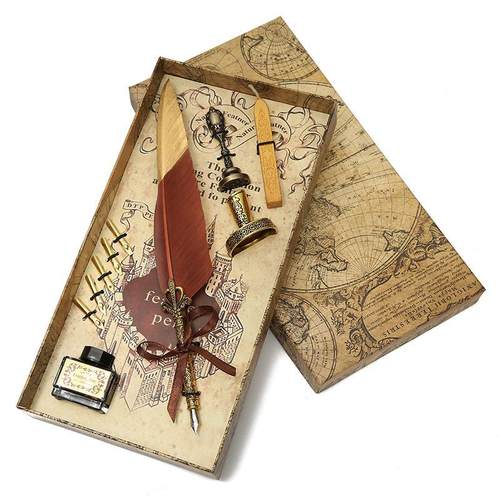 覆古金属鹅毛笔套装，笔礼盒，教师节，教师节给老师的有意义的礼