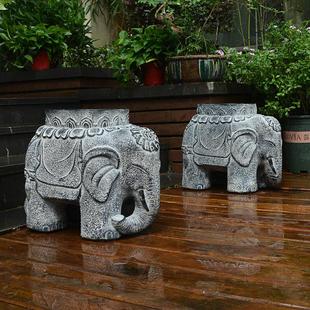 仿石大象坐凳 门墩鼓石墩子 别墅民宿软装大门口户外花园装饰摆件
