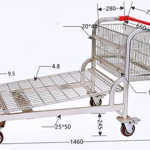 超市购物车仓库商场推车万用双层手推车仓储家用网红买菜货车理货