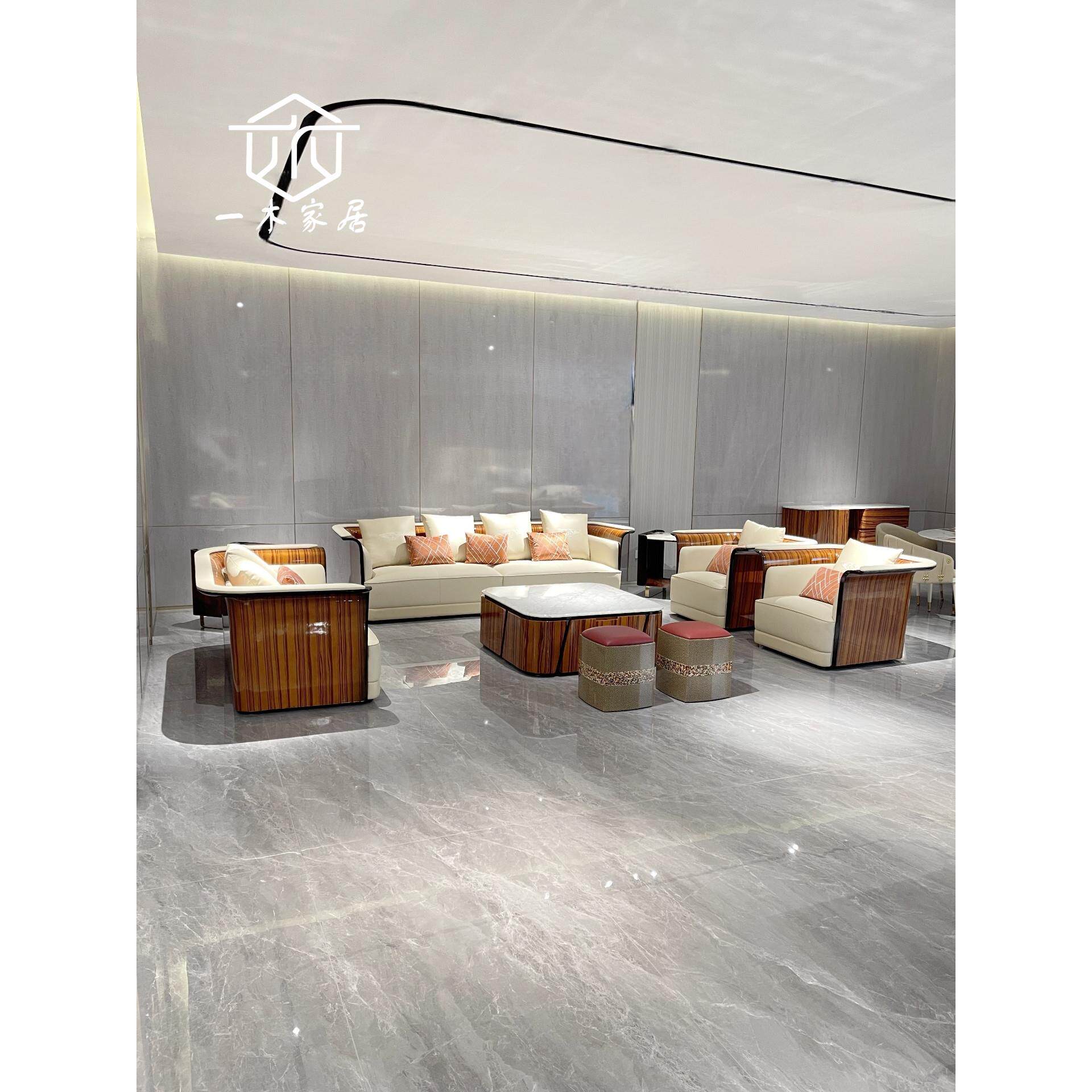 意式轻奢真皮沙发新中式实木沙发宾利现代简约钢琴沙发高端定制