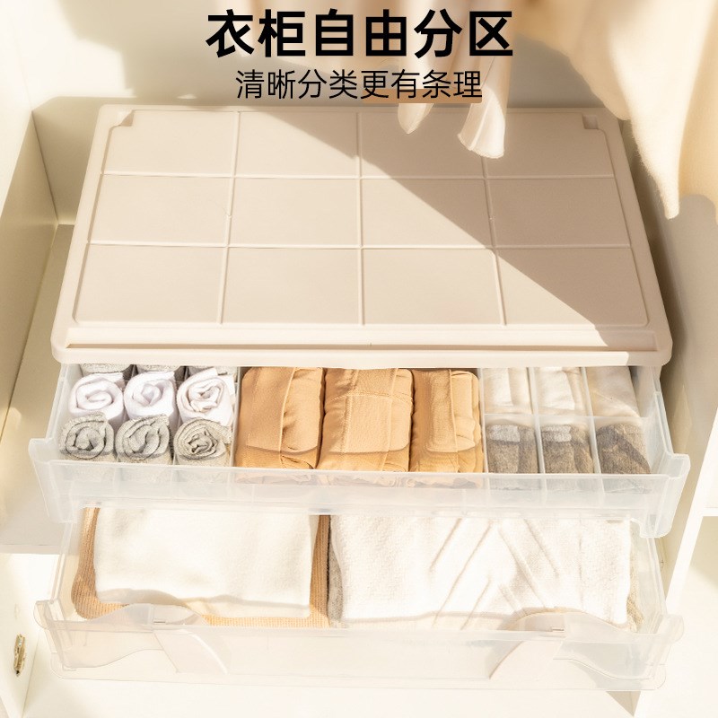 衣物收纳箱抽屉式衣柜扁t平收纳柜分格塑料床下整理箱床底下收纳