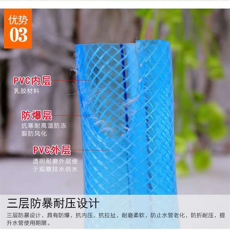 水管软管家用浇灌PVC自来水无味蛇皮管防冻4分6P分1寸园林浇花50