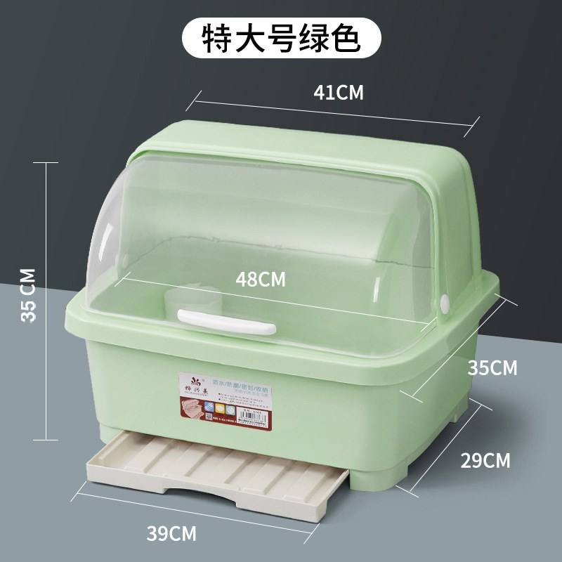 厨房碗架碗筷g收纳盒带盖放餐具装碗箱碟盘沥水置物架塑料碗柜家