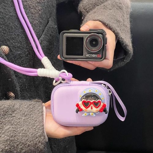 搞怪女孩适用影石360AcePro2相机收纳包大疆Action3/4/5pro/6手绳