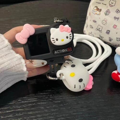 创意凯蒂猫适用大疆action6/5pro/4/3运动相机保护套壳配件挂脖绳