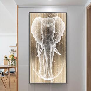 玄关画装饰画现代轻奢橙色抽象走廊过道挂画大气晶瓷镶钻入户壁画