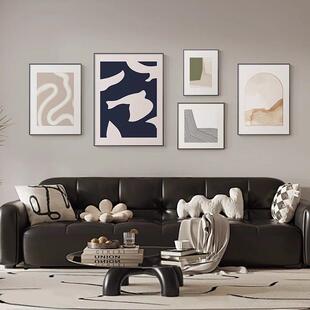 客厅装饰画抽象极简艺术莫兰迪沙发背景墙壁画墙画挂画组合五联画