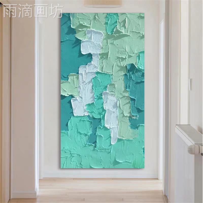手绘油画厚肌理抽象画北欧丙烯小清新花卉客厅装饰画玄关客厅挂画图片