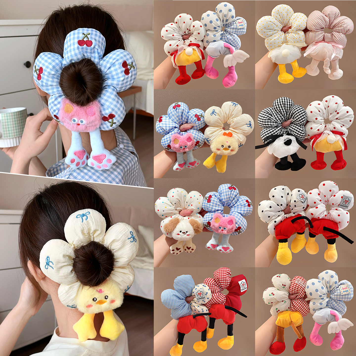 可爱玩偶花朵大肠发圈女2025新款扎头发发绳高级感头花头绳头饰夏
