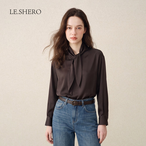 LE.SHERO醋酸混纺丝巾领衬衫