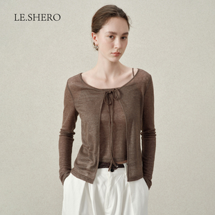 LE.SHERO原创设计休闲百搭贴身毛织开衫 两件套简约羊毛上衣