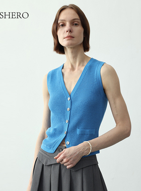 LE.SHERO气质无袖羊毛小开衫88Q337730