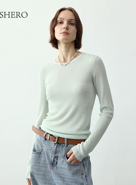 LE.SHERO微透薄款百搭针织衫2025新款春夏季基础修身套头内搭上衣