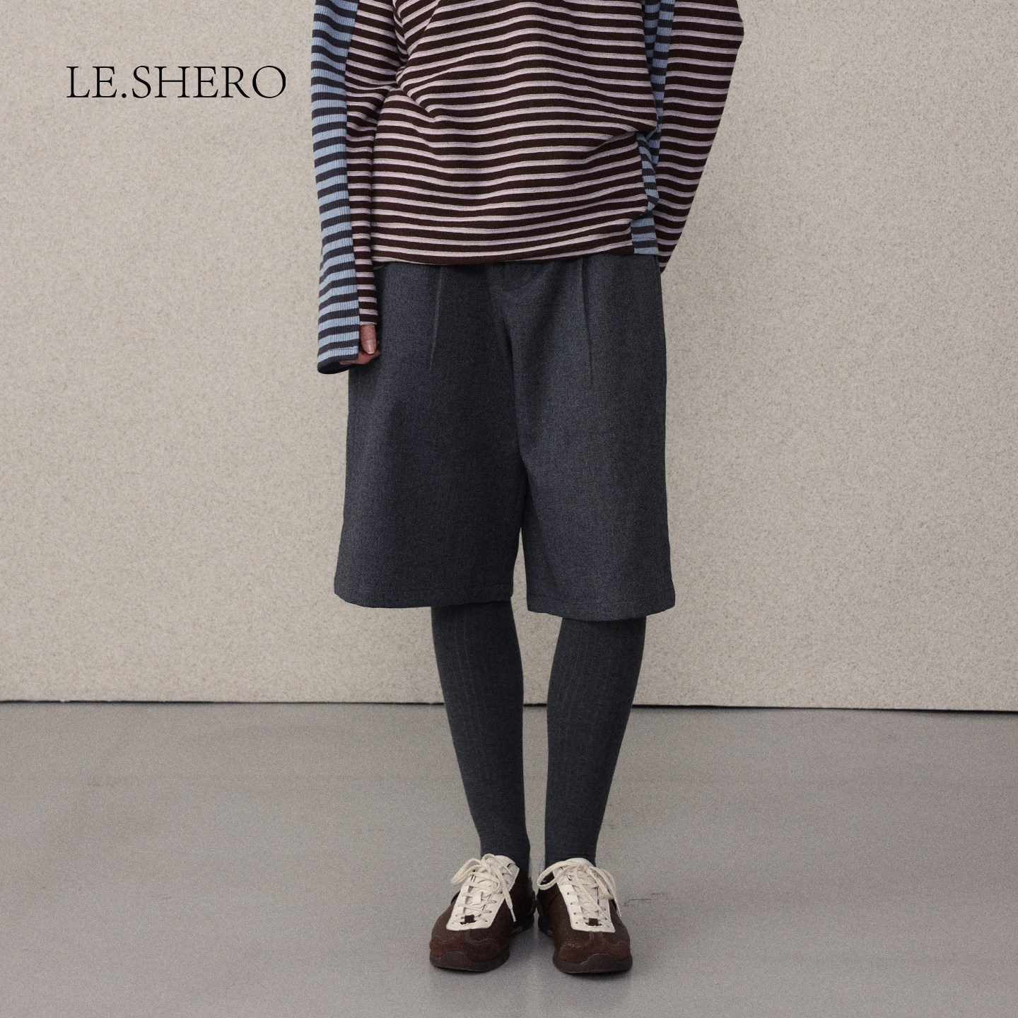 LE.SHERO原创设计气质配腰带通勤西装短裤