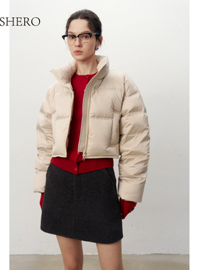 LE.SHERO短款立领亮面鸭绒面包羽绒服87Q886261