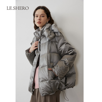 LESHERO鸭绒中款连帽羽绒服保暖