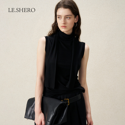 LE.SHERO【周雨彤同款】原创设计飘带针织背心女羊毛天丝无袖上衣