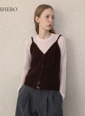 LE.SHERO原创设计软糯亲肤羊毛针织衫吊带上衣叠穿两件毛衣套装