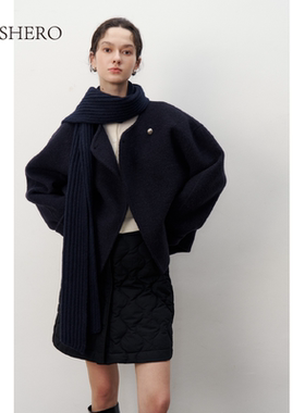 LE.SHERO【辛芷蕾/龙韵竹同款】短款毛织围脖羊毛大衣87X996628