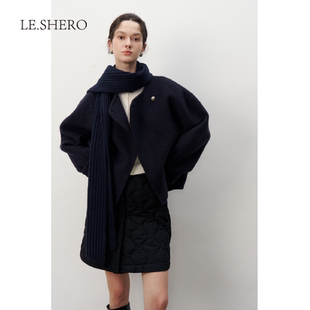 短款 龙韵竹同款 毛织围脖羊毛大衣87X996628 辛芷蕾 LE.SHERO