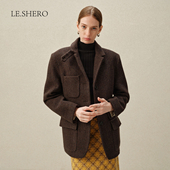 LE.SHERO原创设计大衣 中款 小众多口袋羊毛单面呢手工大衣