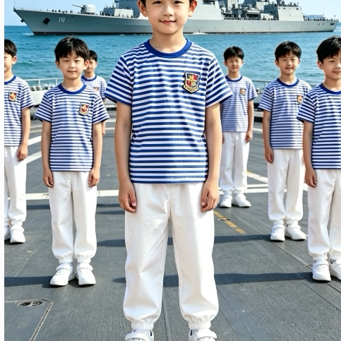 国庆啦啦队男童女童小海军表演服儿童演出服