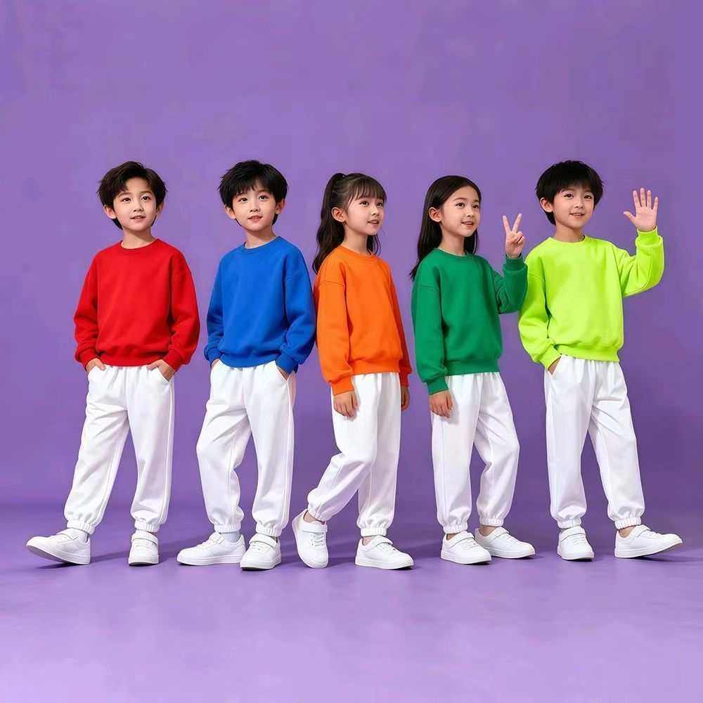 秋季儿童糖果色卫衣演出服小学生运动会啦啦操队幼儿园舞蹈表演服