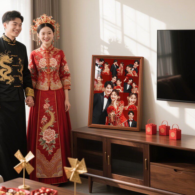 情侣一周b年纪念相框照片定制diy礼物520送男女朋友打印婚纱照定