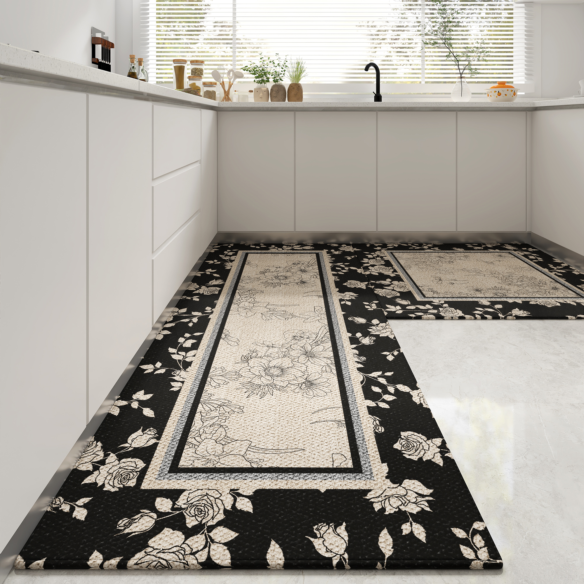 2024新款厨房地垫耐脏可擦洗门垫吸水吸油地毯长条W可定制防滑脚