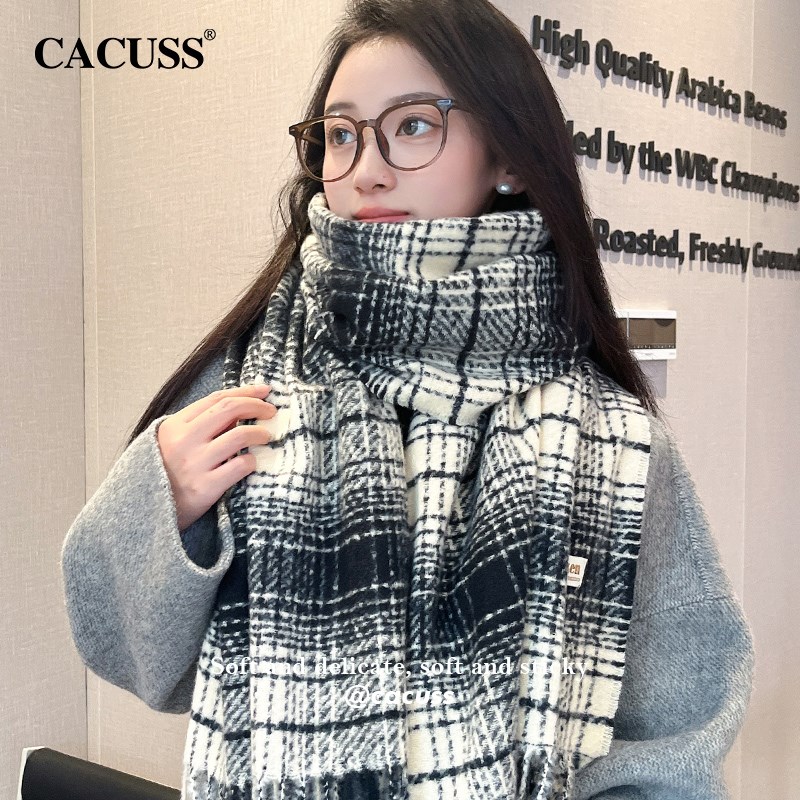 CACUSS冬季围巾女新款格子z保暖情侣围脖韩系百搭加厚披肩生日礼