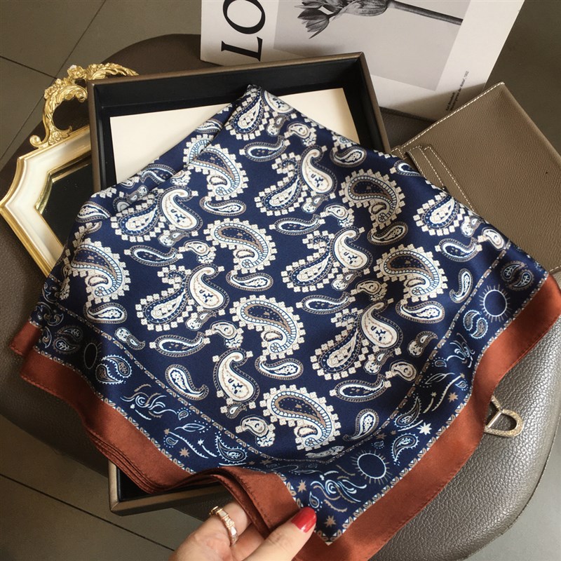 经典腰果花100%桑蚕丝真丝丝巾领D巾装饰围巾秋季方巾杭州丝绸披