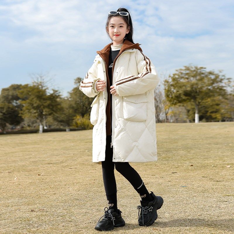 女大童羽绒服2023n新款洋气冬季儿童长款女童12初中生女孩15岁外
