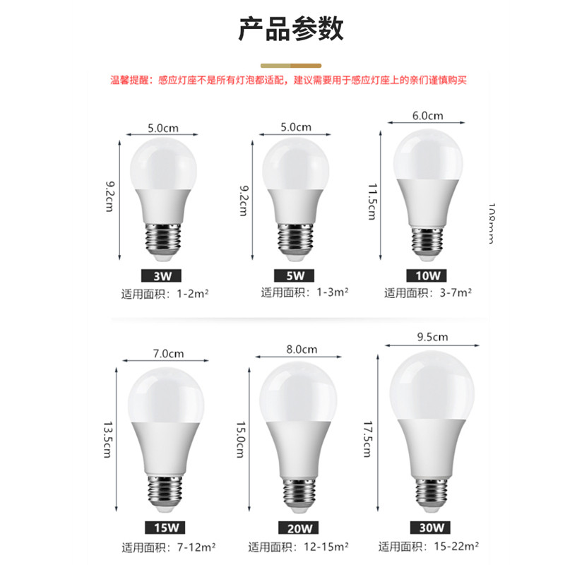 LED节能灯泡家用三色变光超亮护眼E27螺口螺纹双色可Y调吊灯白球
