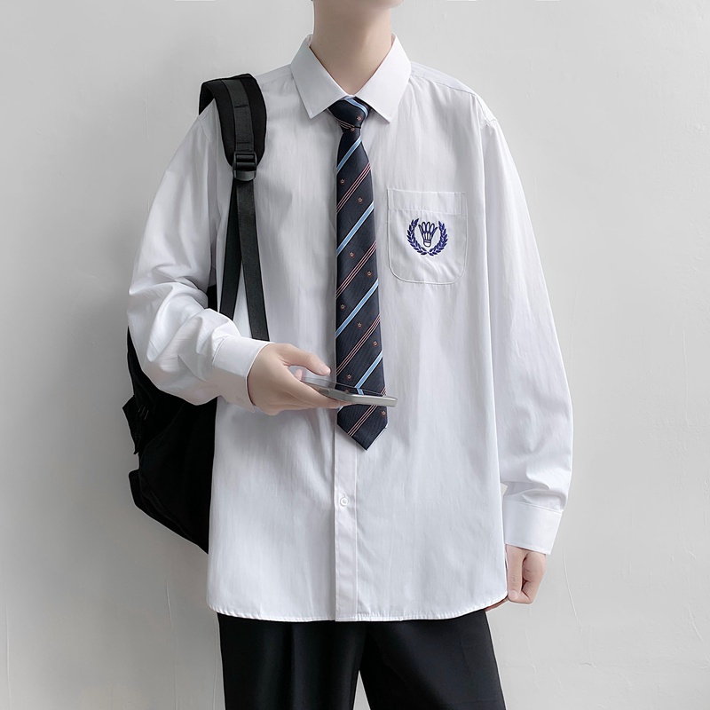 学院风dk白衬衫制服一套长袖领带男女日系学生休闲外套Xjk衬衣班