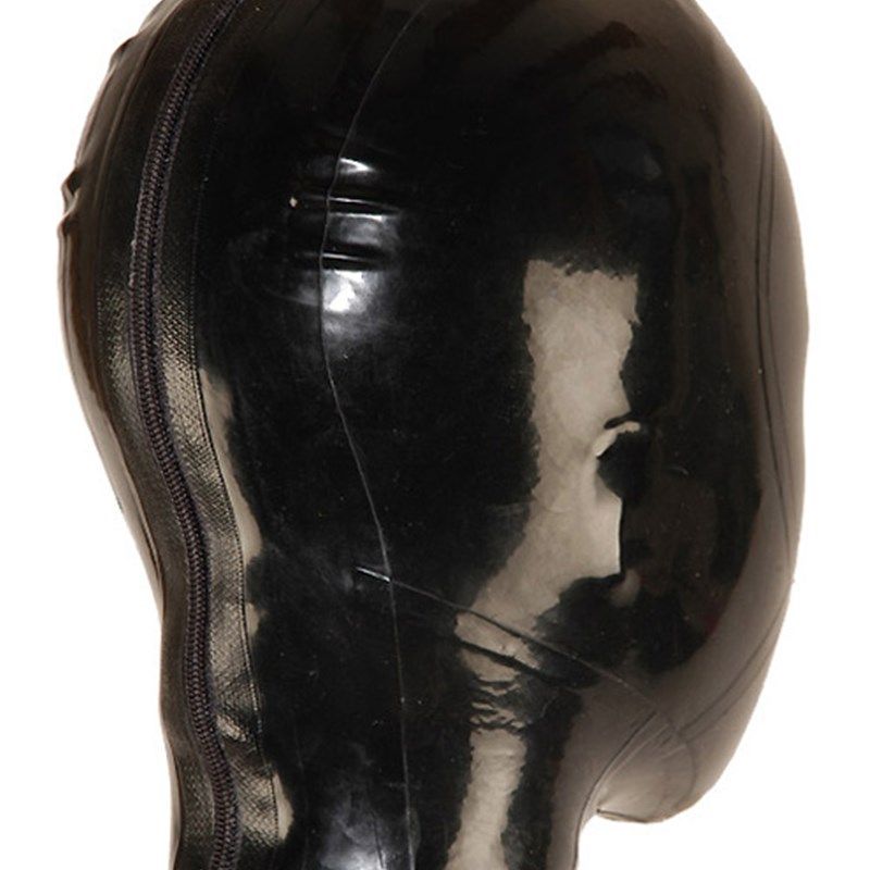 乳胶面具乳胶头套包脸全包窒息 开鼻孔 窒息面P具成人牙套口伽鼻