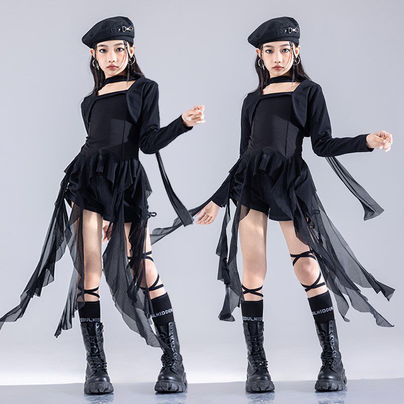爵士舞服装女童潮酷时髦儿童模特T台走秀潮服个性少X儿爵士演出服