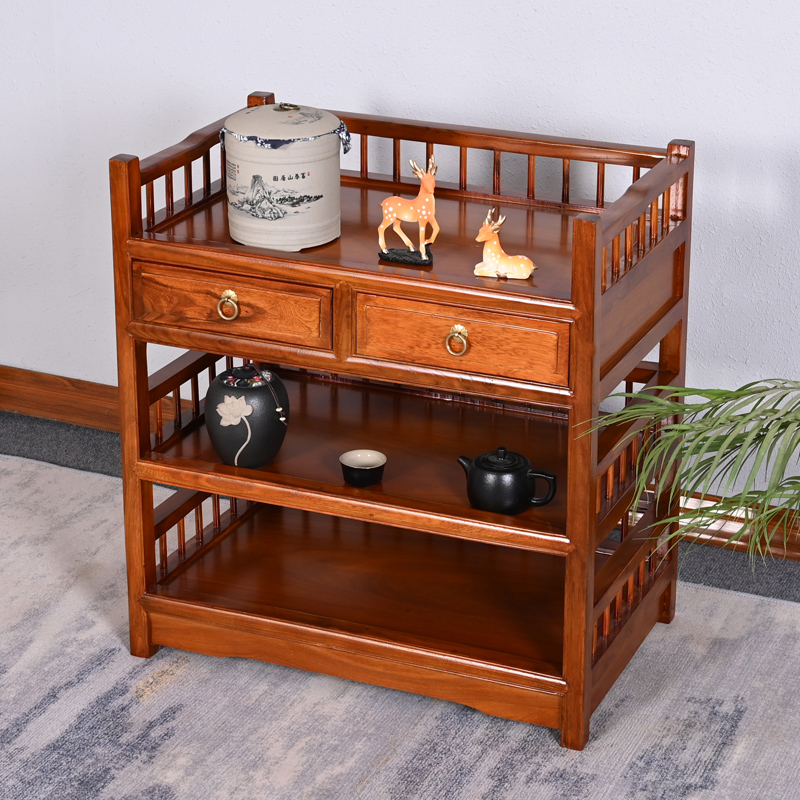 老榆木新中式实木餐边柜家用厨房置物柜靠K墙边简约双层抽屉茶水