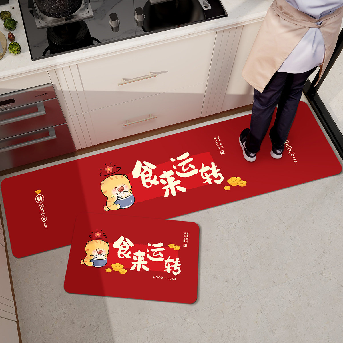 乔迁搬家厨房吸i水防滑喜庆硅藻泥地垫新居进宅防潮垫仪式装饰用