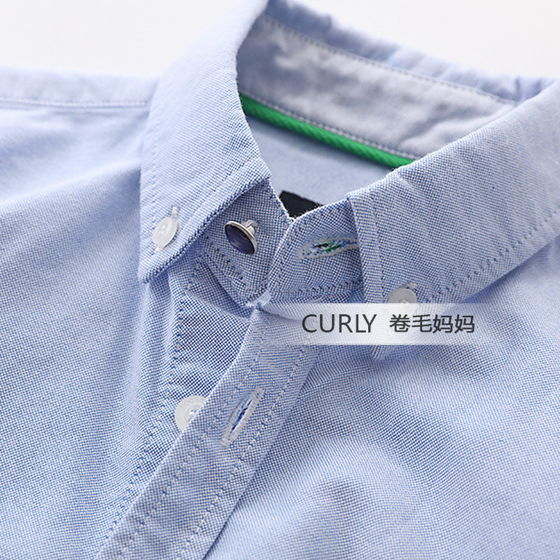 包邮童装学生白衬衫男童牛津长袖衬A衫中大童纯棉短袖衬衣100-170