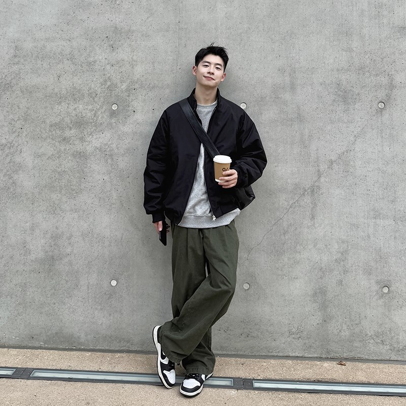 黑色立领夹克棉服男生秋冬季2z024新款棉衣外套上衣保暖百搭宽松