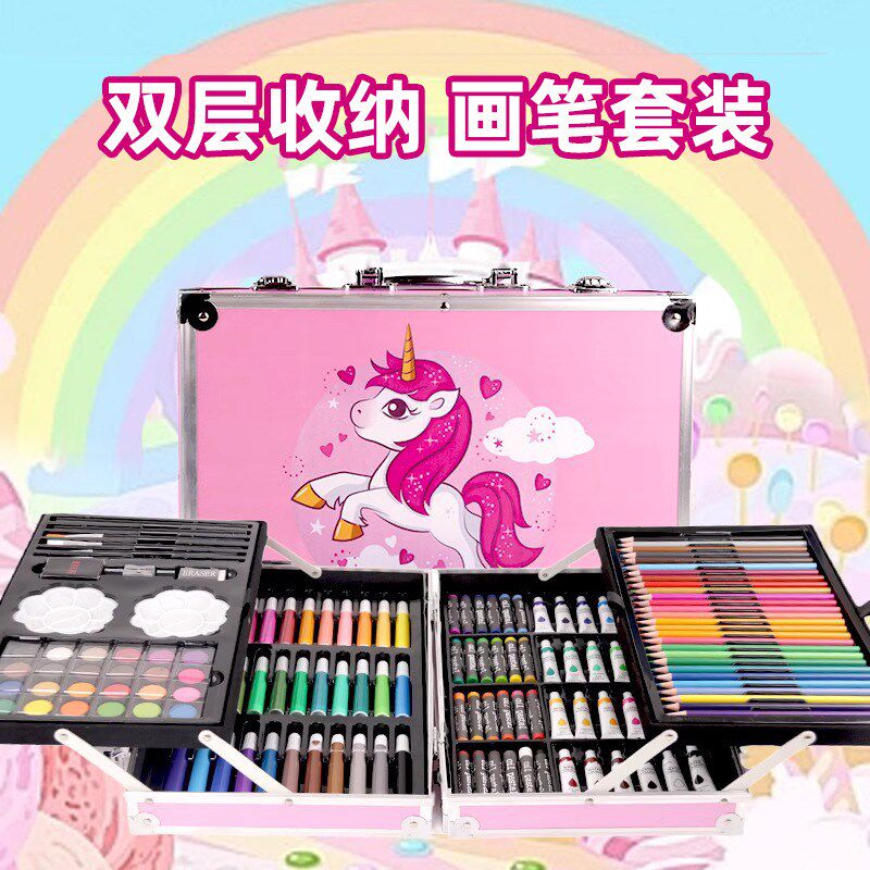 绘画套装工具儿童画画全套美术双层E水彩笔礼盒颜料小学生专用礼