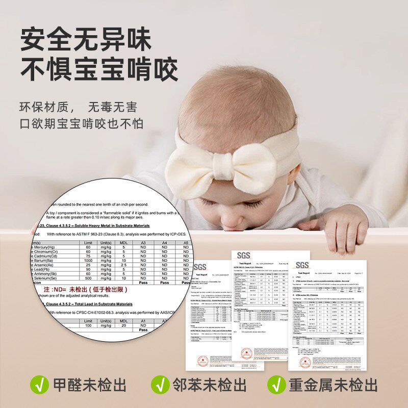4CM婴儿爬行垫折叠款PU加厚婴儿童儿童家用无毒无X味环保爬爬垫