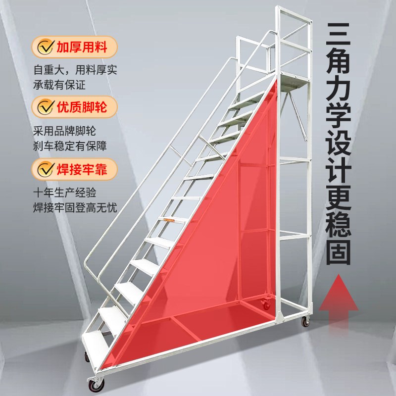 可移动登高梯仓库登高车超市取货加料平K台梯子带轮登高作业家用