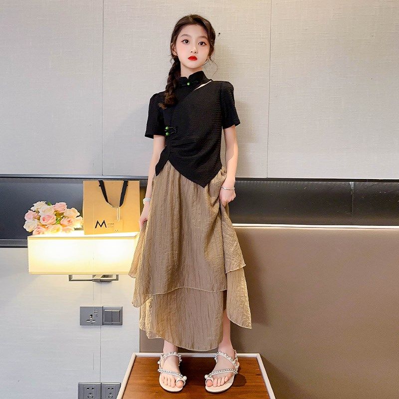 新中式连衣裙夏装女童旗袍古风汉服20G25新款女孩大童高端国风套